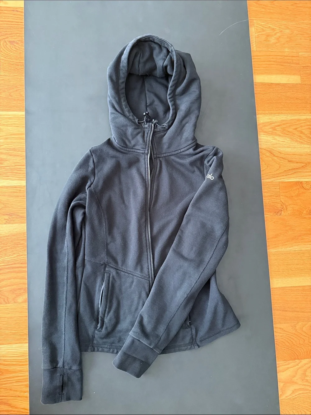 Alo Black Zip-Up Hoodie